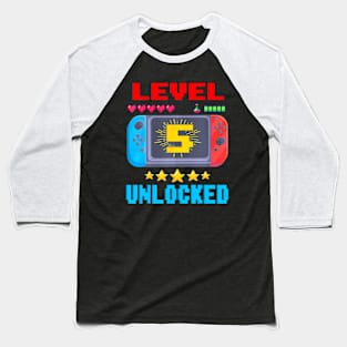 5th Birthday Level 5 Video Birthday Baseball T-Shirt